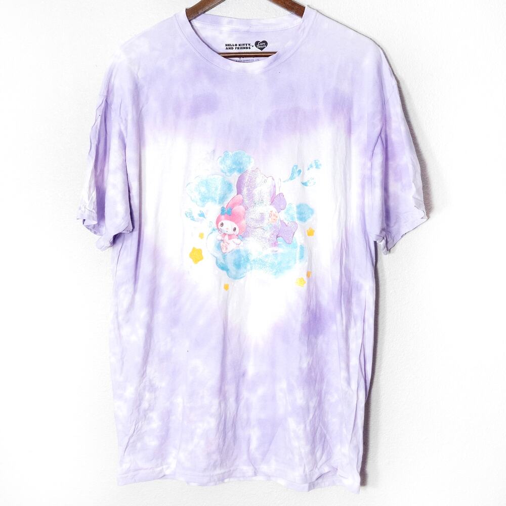 Hello Kitty And Friends Lavender Tie Dye Tee Size XL Kawaii Y2K Pastel